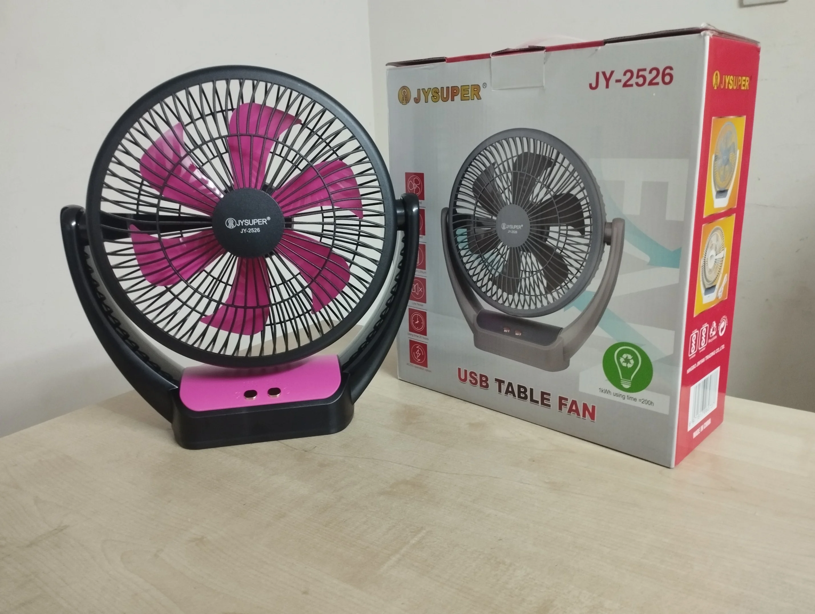JYSUPER JY-2526 Rechargeable Desk Fan – 8000mAh Battery, Up-Down Movable Portable Table Fan for Home & Office Use - Image 2